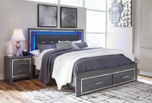 Ashley Lodanna - Gray - King Panel Bed With 2 Storage Drawers