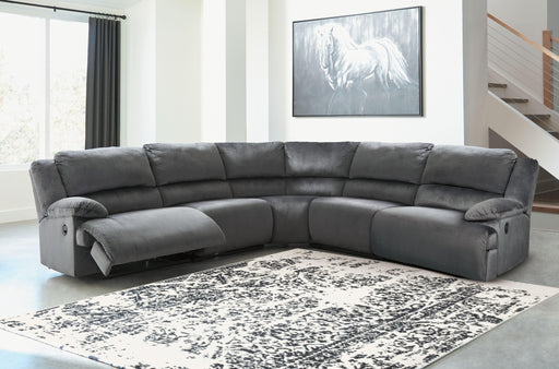 Ashley Clonmel - Charcoal - 5-Piece Reclining Sectional With Zero Wall Recliners