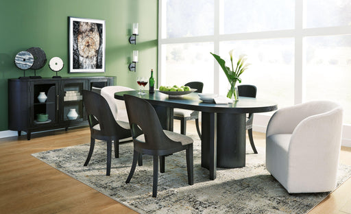 Ashley Rowanbeck - Black - 8 Pc. - Dining Table, 4 Side Chairs, 2 Arm Chairs, Server