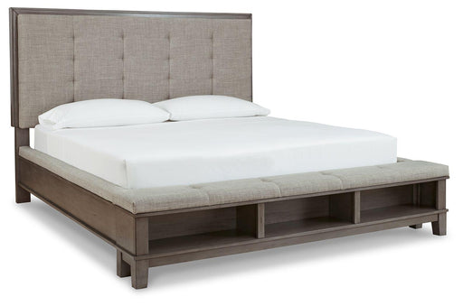 Ashley Hallanden - Gray - King Panel Bed With Storage