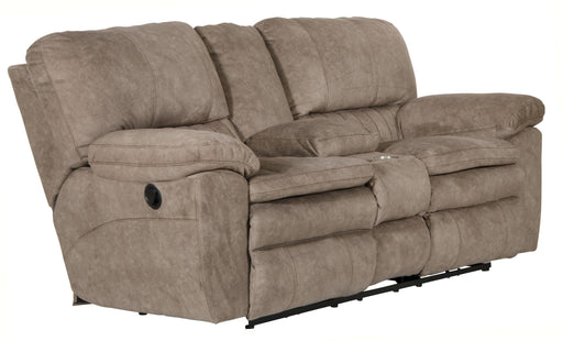 Catnapper Reyes - Lay Flat Reclining Console Loveseat With Storage & Cupholders - Portabella
