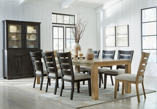 Ashley Galliden - Light Brown / Black - 11 Pc. - Dining Extension Table, 6 Black Side Chairs, 2 Side Chairs, Dining Buffet And Hutch
