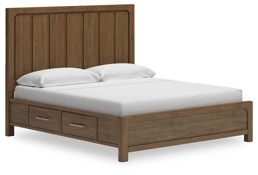 Ashley Cabalynn - Light Brown - King Panel Bed With Storage