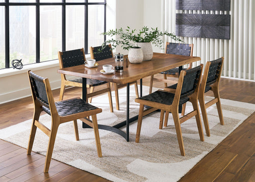 Ashley Fortmaine - Brown / Black - 7 Pc. - Dining Table, 6 Side Chairs