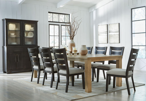 Ashley Galliden - Light Brown / Black - 11 Pc. - Dining Extension Table, 8 Black Side Chairs, Dining Buffet And Hutch