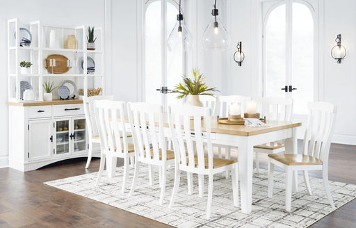 Ashley Ashbryn - White / Natural - 11 Pc. - Dining Table, 8 Side Chairs, Server And Hutch