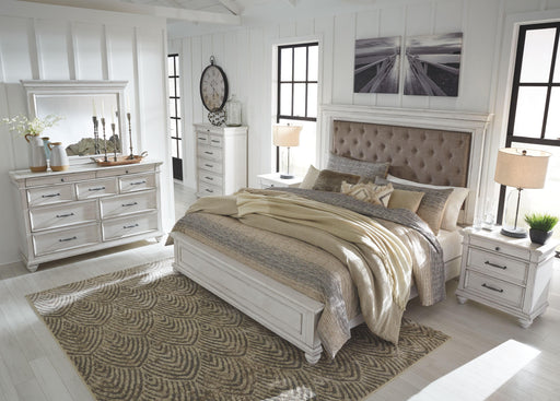 Ashley Kanwyn - Whitewash - Queen Upholstered Panel Bed