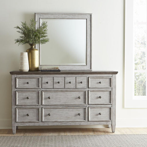 Liberty Furniture Heartland - King Opt California Panel Bed, Dresser & Mirror - White