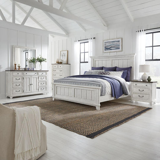 Liberty Furniture River Place - Queen Panel Bed, Dresser & Mirror, Chest, Night Stand - White
