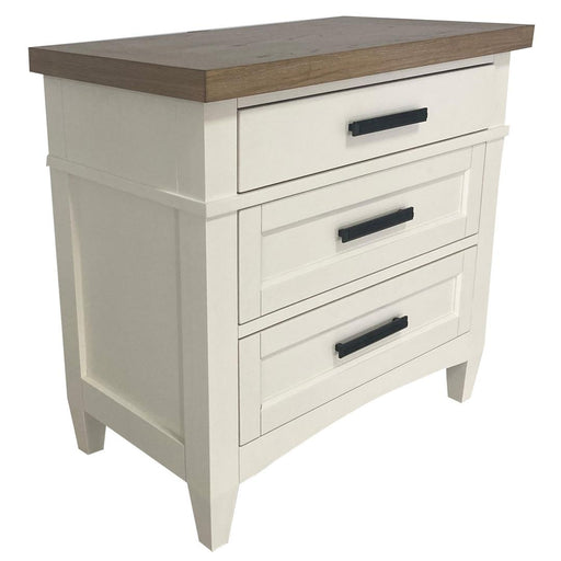 Parker House Americana Modern Bedroom - 3 Drawer Nightstand with Charging Station - Cotton