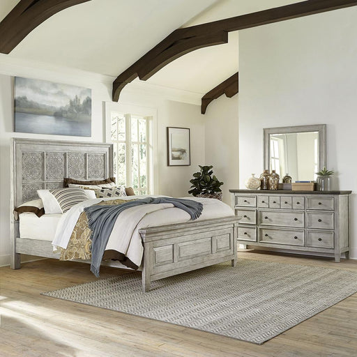 Liberty Furniture Heartland - King Opt California Panel Bed, Dresser & Mirror - White