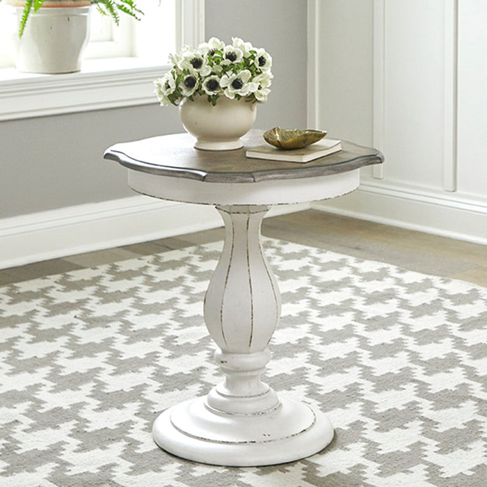 antique white round accent table