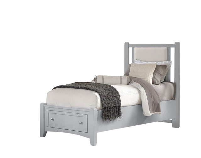 Vaughan-Bassett Bonanza - Twin Linen Upholstered Bed With Storage Footboard - Gray
