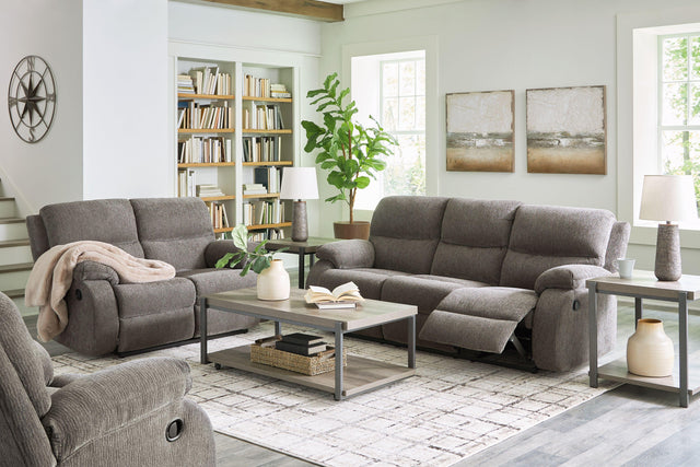 Ashley Scranto - Brindle - 3 Pc. - Reclining Sofa, Reclining Loveseat, Rocker Recliner