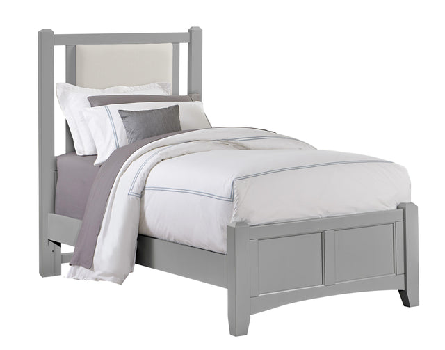 Vaughan-Bassett Bonanza - Twin Pebble Gray Upholstered Bed With Mansion Footboard - Gray