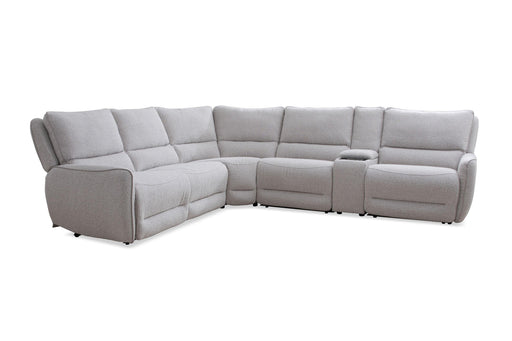 Parker House Stellar - 6 Piece Modular Power Reclining Sectional with Power Headrests and Entertainment Console - Bloke Cotton