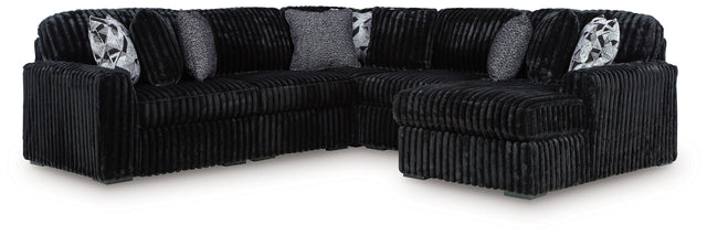Ashley Midnight-Madness - 6-Piece Sectional With RAF Corner Chaise - Onyx