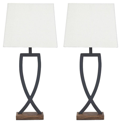 Ashley Makara Metal Table Lamp (2/CN) - Black/Brown