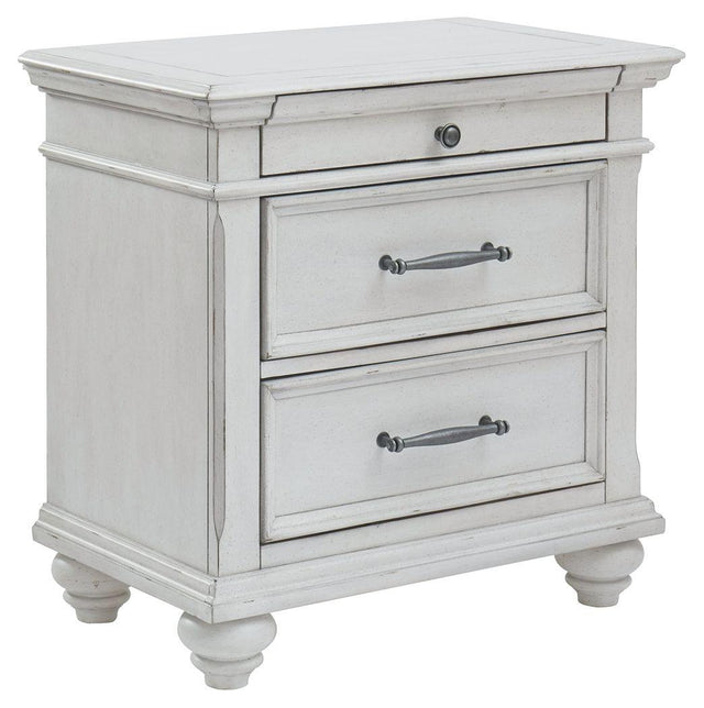 Ashley Kanwyn Three Drawer Night Stand - Whitewash