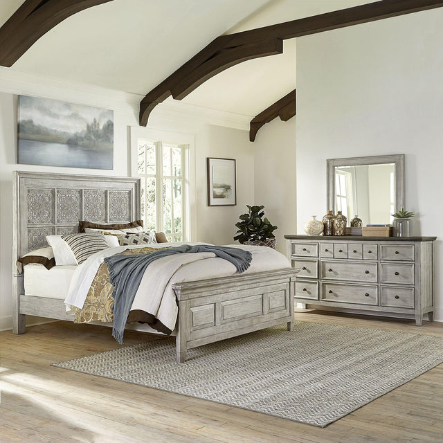 Liberty Furniture Heartland - 3 Piece Bedroom Set (Queen Panel Bed, Dresser & Mirror) - White