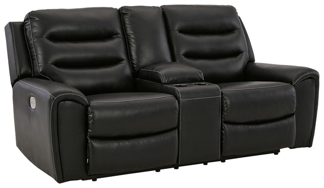 Ashley Warlin PWR REC Loveseat/CON/ADJ HDRST - Black