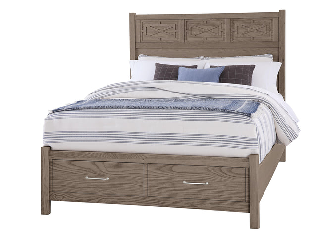Vaughan-Bassett Tide & Timber - King - Fretwork Panel Storage Bed - Gray Oak