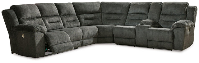 Ashley Nettington - Smoke - 4-Piece Power Reclining Sectional With Raf Pwr Rec Loveseat W/Console