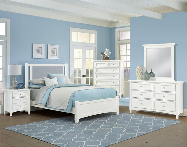 Vaughan-Bassett Bonanza - Queen Ocean Blue Upholstered Bed With Mansion Footboard - White