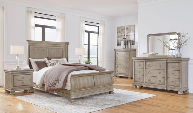 Ashley Lexorne - Gray - 6 Pc. - Dresser, Mirror, Queen Sleigh Bed, 2 Nightstands