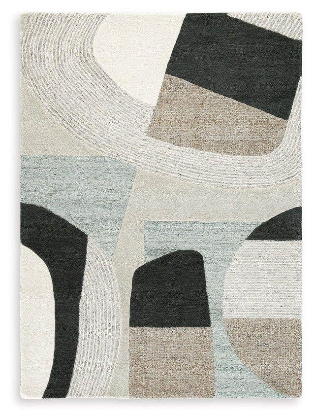 Ashley Edrickhill Medium Rug - Grayish Teal/Taupe/Cream