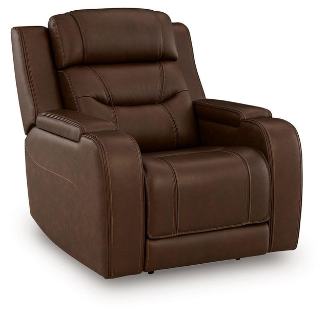 Ashley Knightington Power Recliner w/Audio Seating - Brown