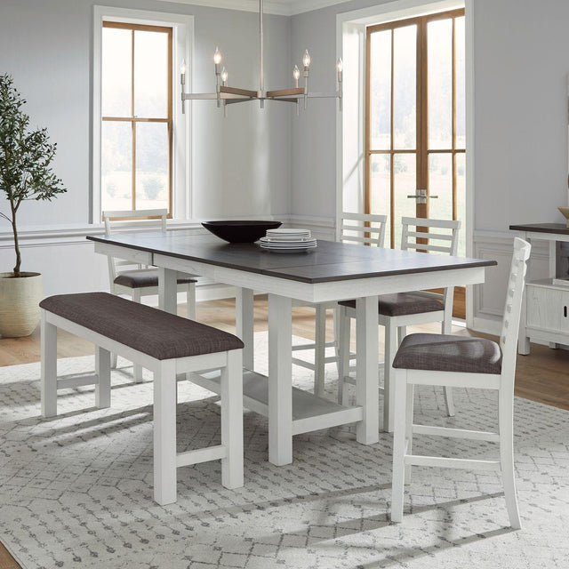 Liberty Furniture Brook Bay - 6 Piece Gathering Trestle Table - White