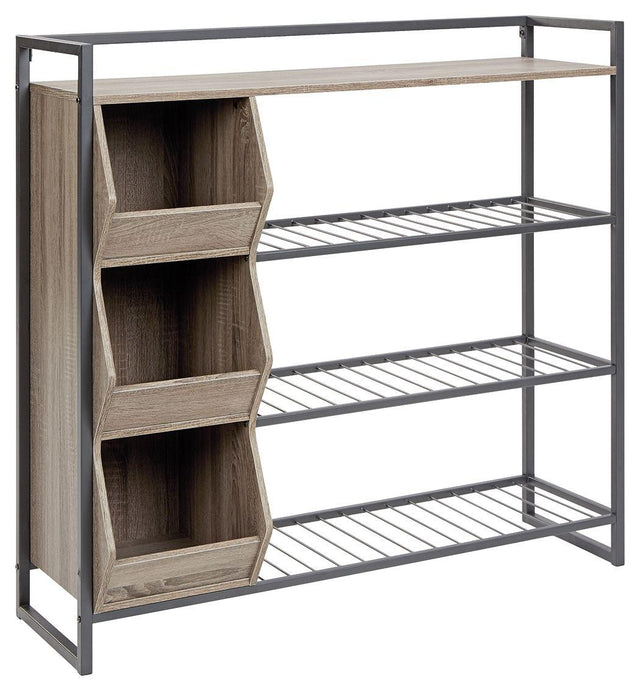 Ashley Maccenet Shoe Rack - Grayish Brown/Gunmetal