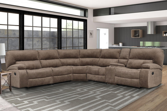 Parker House Chapman - 6 Modular Piece Manual Reclining Sectional with Drop Down Table Entertainment Console - Kona