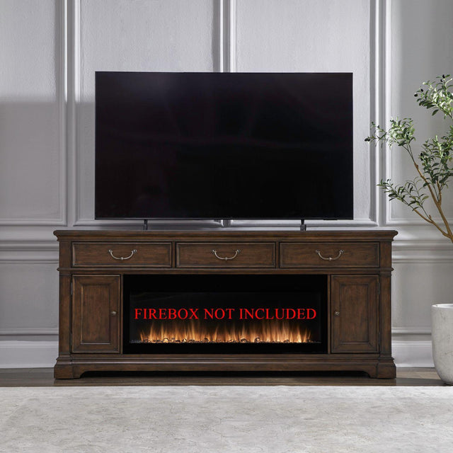 Liberty Furniture Fireplace TV Consoles - 84" Fireplace TV Console FTS - Brown