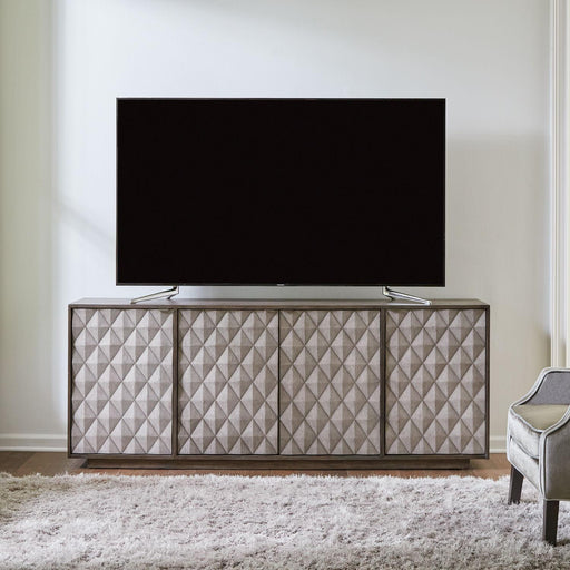 Liberty Furniture Prism - 82" Accent TV Console - Weathered Bark With Weathered Gray Doors