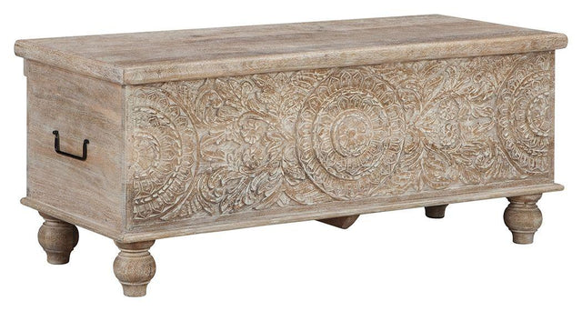 Ashley Fossil Ridge Storage Bench - Beige