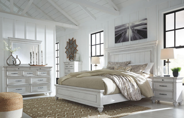 Ashley Kanwyn - Whitewash - 7 Pc. - Dresser, Mirror, Queen Panel Bed, 2 Nightstands