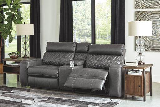 Ashley Samperstone - Gray - Power Reclining Loveseat With Console 3 Pc Sectional