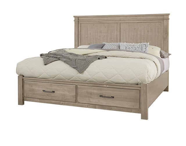 Vaughan-Bassett Cool Rustic - King Mansion Bed wih Storage Footboard - Clear Maple