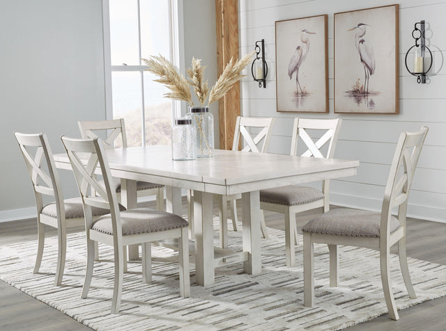 Ashley Robbinsdale - Antique White - 7 Pc. - Rectangular Dining Room Extension Table, 6 Upholstered Side Chairs