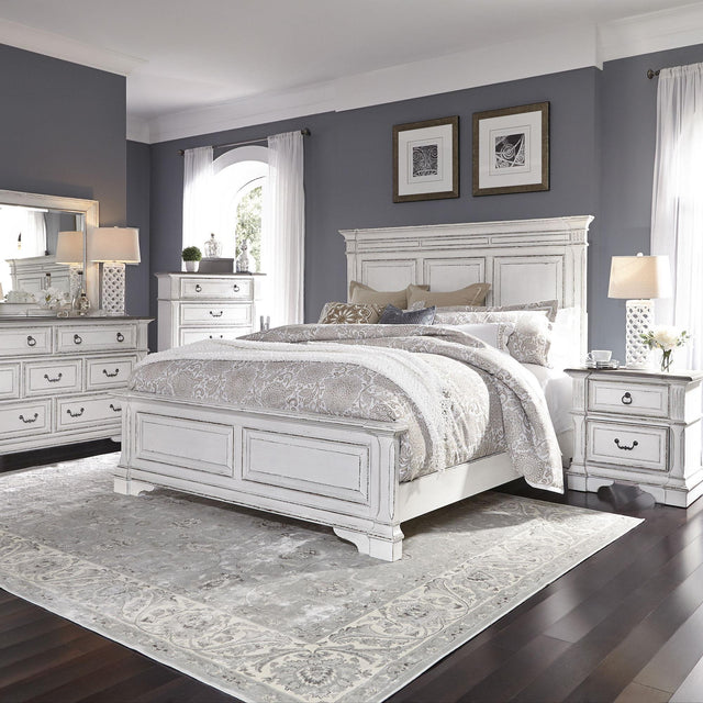 Liberty Furniture Abbey Park - 5 Piece Bedroom Set (King Panel Bed, Dresser & Mirror, Chest, Nightstand) - White