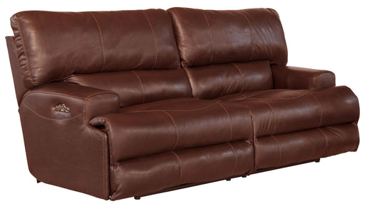 Catnapper Wembley - Italian Leather Match Power Layflat Reclining Sofa with Power Adjustable Headrest - Walnut
