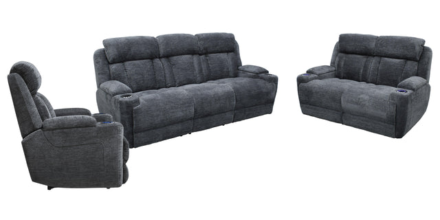 Parker House Dalton - Power Reclining Sofa Loveseat And Recliner - Lucky Charcoal