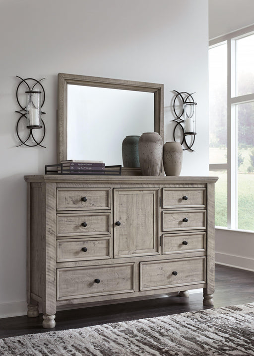 Ashley Harrastone - Gray - 7 Pc. - Dresser, Mirror, King Panel Storage Bed, 2 Nightstands