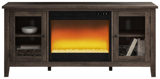 Ashley Arlenbry - Gray - LG TV Stand With Glass/Stone Fireplace Insert