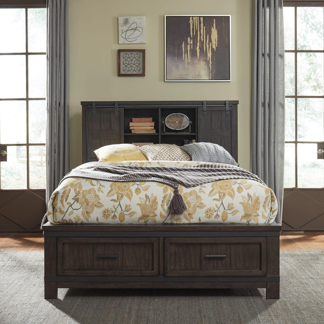 Liberty Furniture Thornwood Hills - Queen Bookcase Bed - Dark Brown