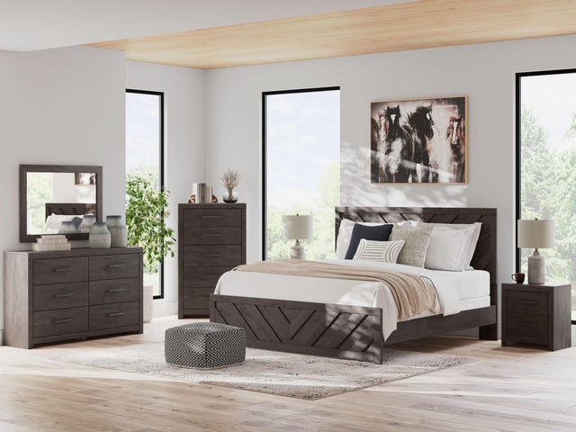 Ashley Prendonea - 4 Pc. - Dresser, Mirror, King Panel Bed - Charcoal