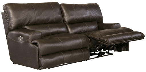 Catnapper Wembley - Italian Leather Match Power Lay Flat Reclining Sofa with Power Adjustable Headrest & Lumbar - Steel