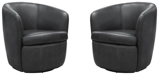 Parker House Barolo - 100% Italian Leather Swivel Club Chair (Set of 2) - Vintage Slate